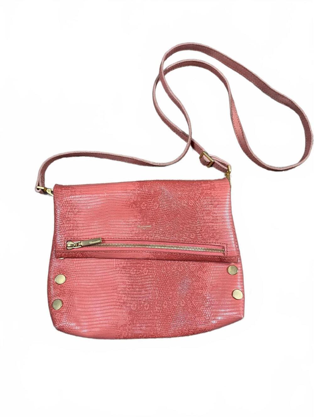 Hammit Vip Medium Coral Lizard Embossed Crossbody